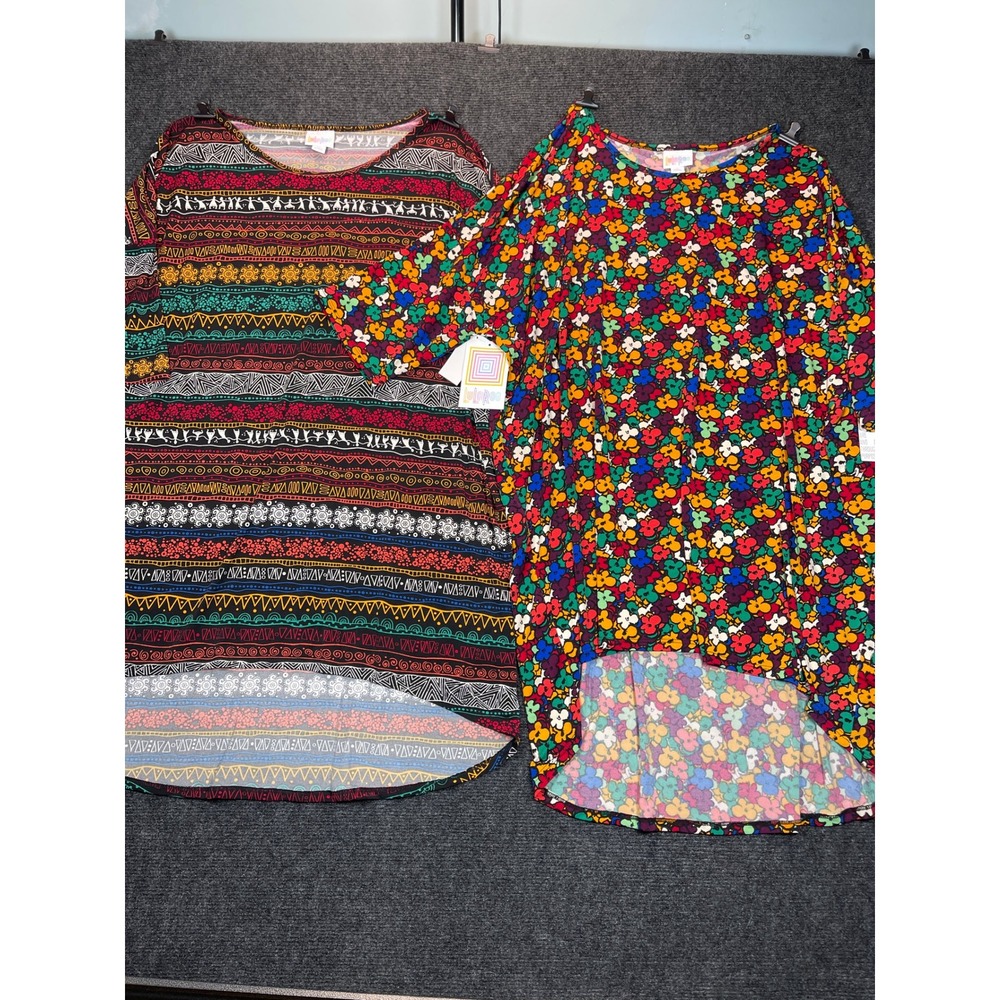 LuLaRoe Irma Tunic Top LOT OF 2 XL Oversized Floral Tribal NWT Maximalist Aztec